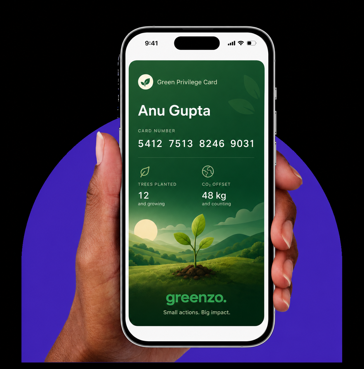 The Greenzo Card — connects your shopping to your forest.